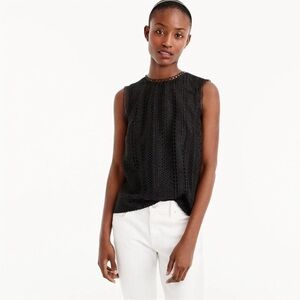 J. Crew Mixed lace top shirt black